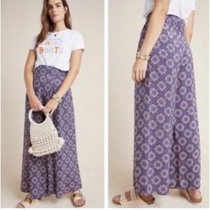 Maeve by Anthropologie Terrace Floral Wide-Leg Pants, Purple Orange White Size 0